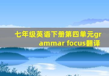 七年级英语下册第四单元grammar focus翻译